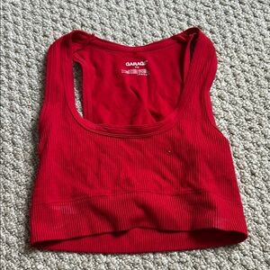 Garage Red Ribbed Tank Top